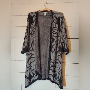 Catherines Black and Gray Open-Front Sweater